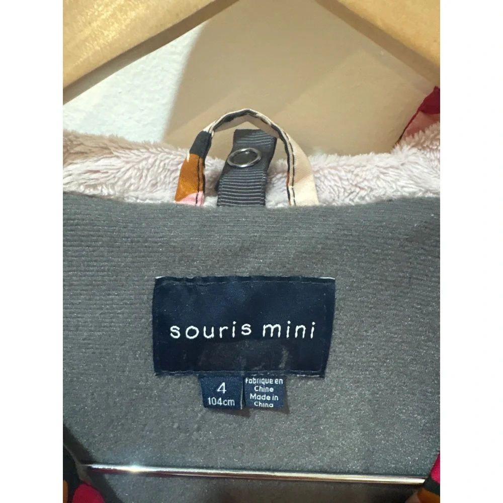 Souris Mini Girls Floral Winter Jacket Waterproof -30C Pink Red‎ Size 4 104cm